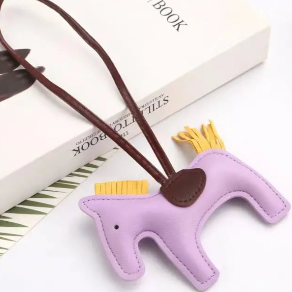 🆕 Equestrian Lucky Horse-Pony Purse Tag or Keychain - Lavender and Yellow 🐴